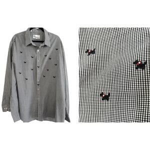 MILI DESIGNS Vintage Plaid Checked Rhinestone Scottie Dogs Button Down Shirt 1X